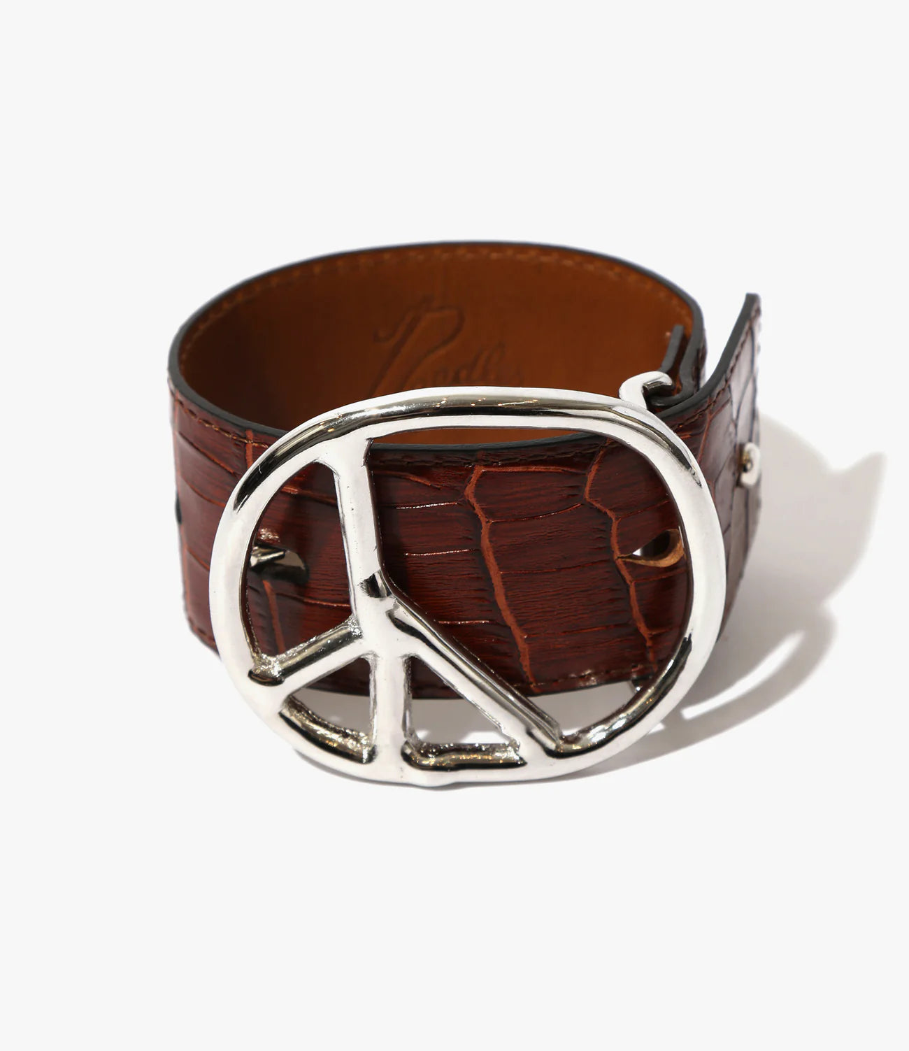 Needles Peace Buckle Bracelet - Crocodile Embossed Leather