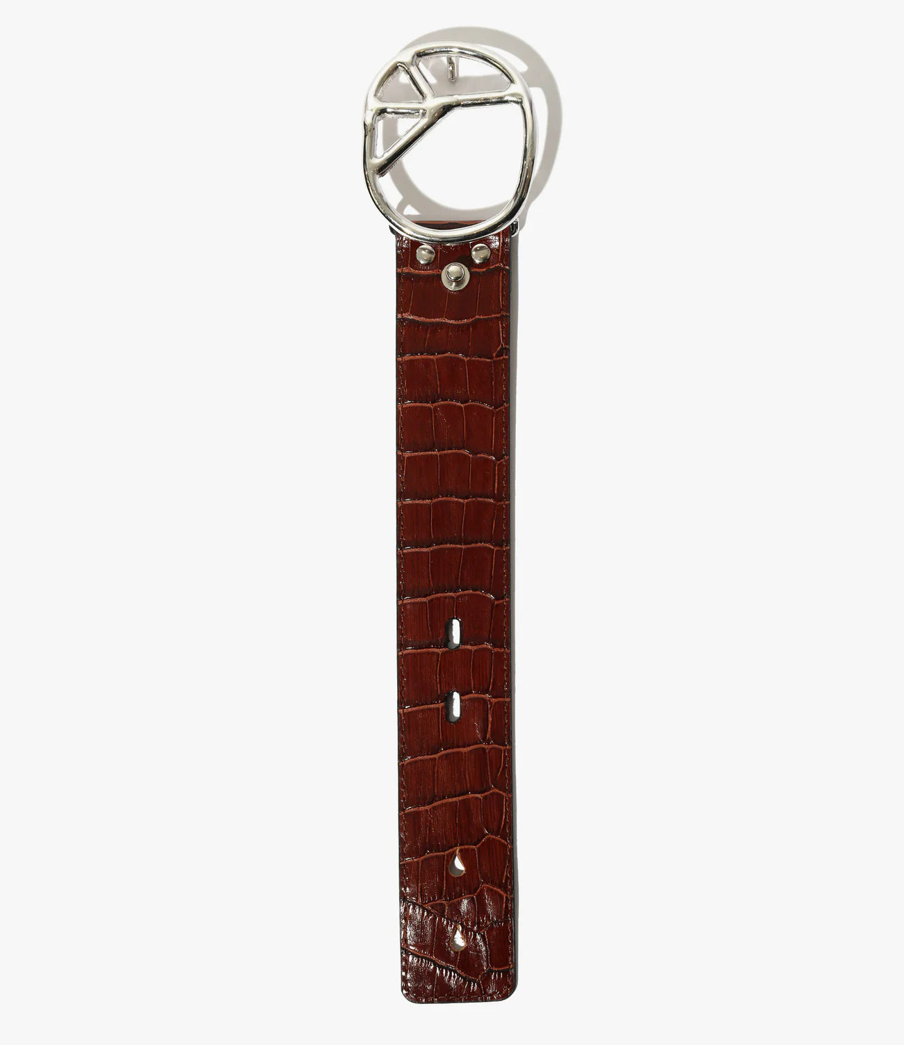 Needles Peace Buckle Bracelet - Crocodile Embossed Leather