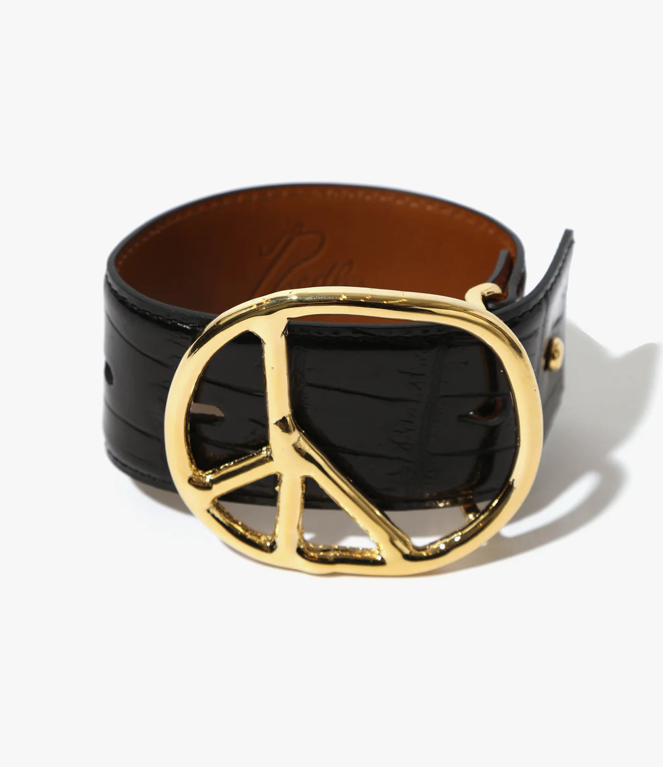 Needles Peace Buckle Bracelet - Crocodile Embossed Leather