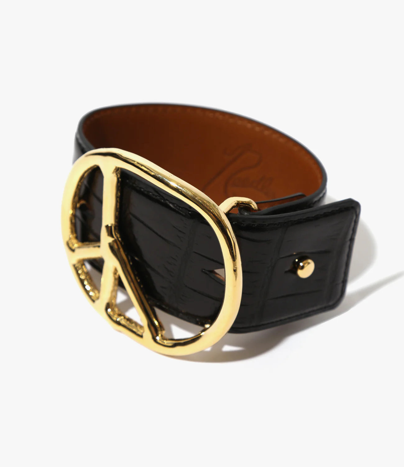 Needles Peace Buckle Bracelet - Crocodile Embossed Leather
