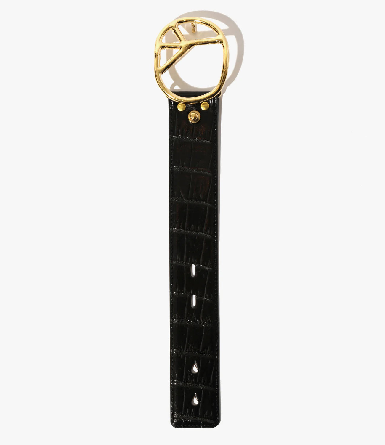 Needles Peace Buckle Bracelet - Crocodile Embossed Leather