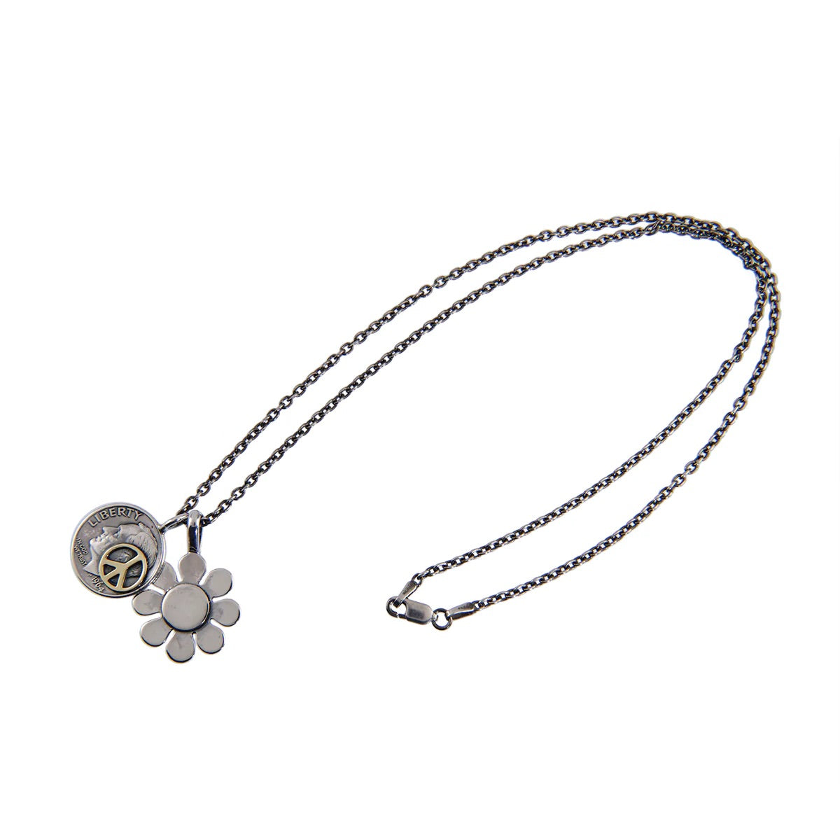 NORTH WORKS Flower Peace Mark Coin Necklace N-638