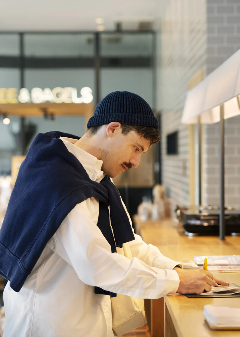 RoToTo INDIGO COTTON ROLL UP BEANIE