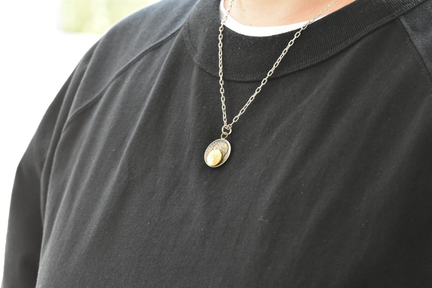 Button Works Roosevelt Dime Coin Necklace - Brass