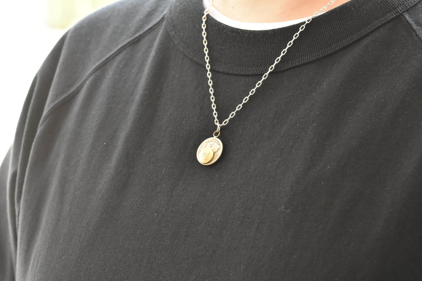 Button Works Mercury Dime Coin Necklace - Brass