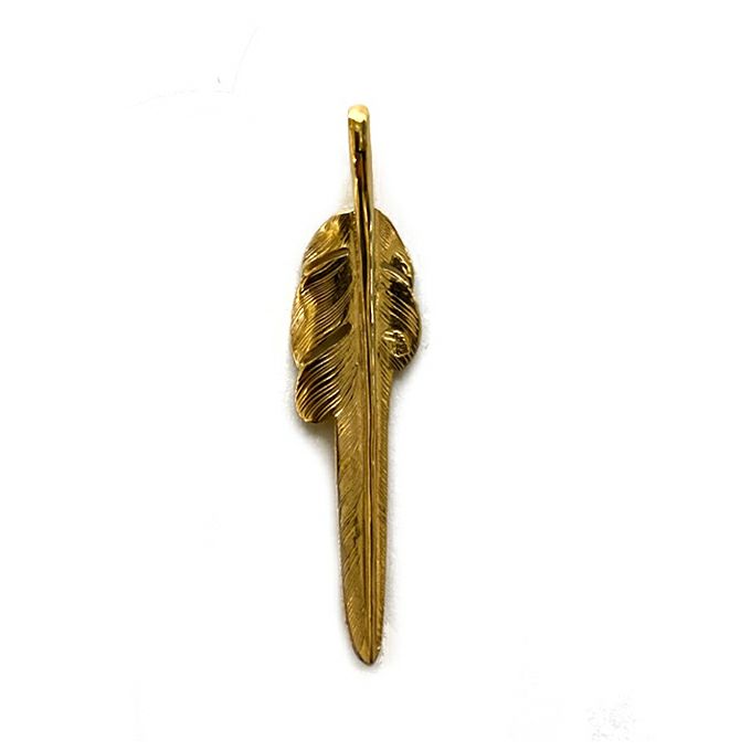 LARRY SMITH 18K GOLD KAZEKIRI FEATHER PENDANT No. 29 MEDIUM