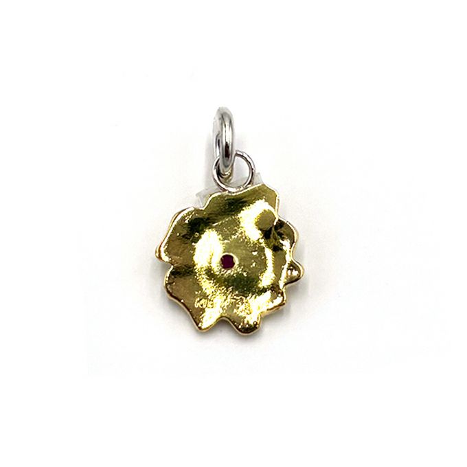 LARRY SMITH 18K GOLD ROSE PENDANT -LARGE- RUBY