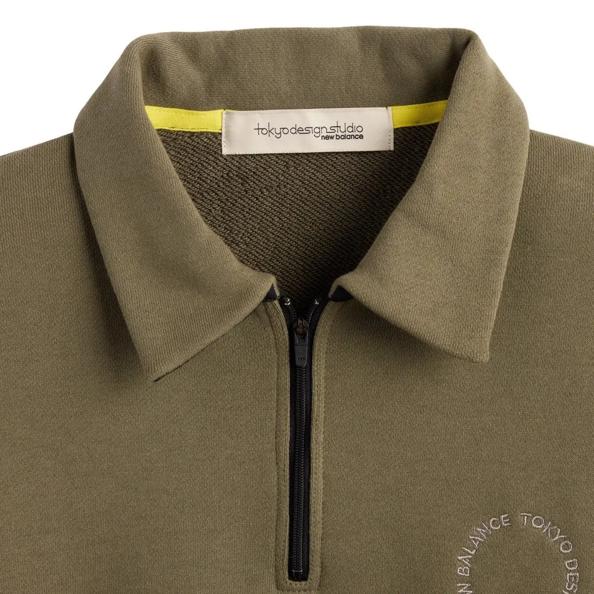 TOKYO DESIGN STUDIO New Balance Cotton Cordura French Terry Quarter Zip Pullover - OLIVE