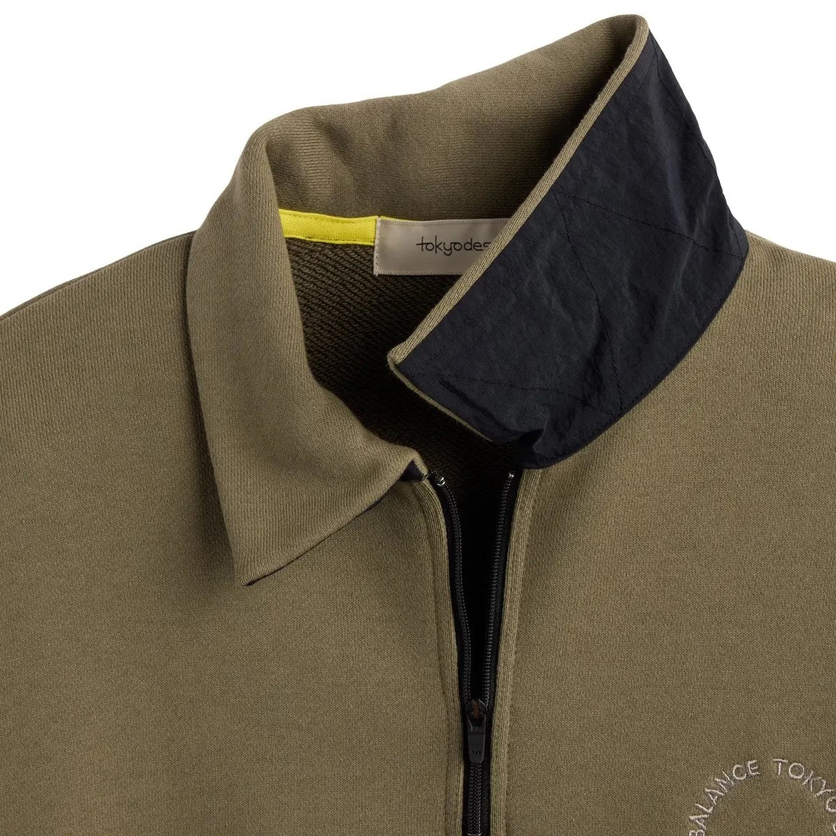 TOKYO DESIGN STUDIO New Balance Cotton Cordura French Terry Quarter Zip Pullover - OLIVE