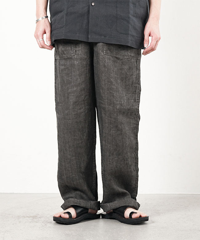 orSlow SUMI DYED LINEN SUMMER FATIGUE PANTS CHARCOAL GRAY