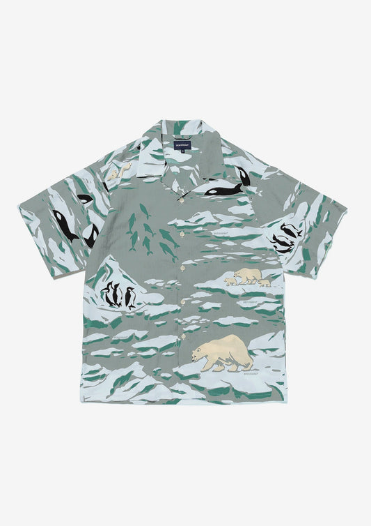 DESCENDANT EDGD OPEN COLLAR TEXTILE SS SHIRT