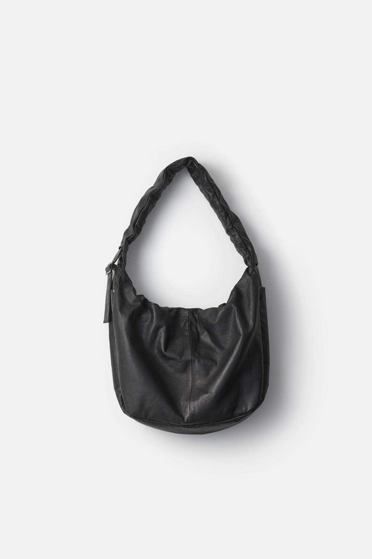 ssstein Goat Leather Shirring Handle Shoulder Bag