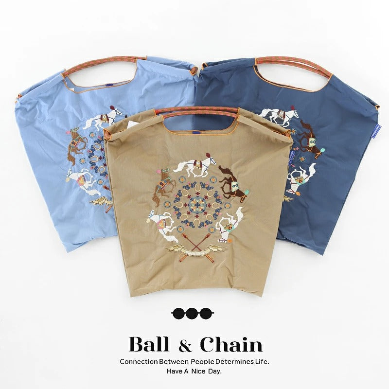 Ball & Chain Tote Bag HORSE RUN BLUE