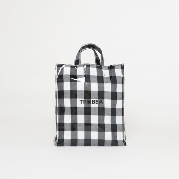 Black Grey White Gingham Plaid Checkered Tote Bag