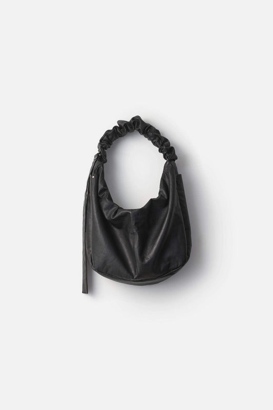 ssstein Goat Leather Shirring Handle Shoulder Bag