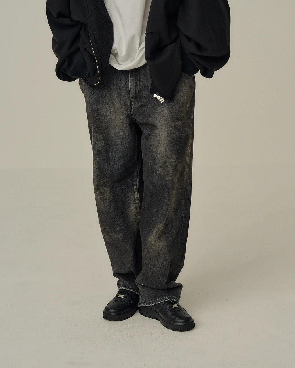 ANCELLM DENIM PANTS #02 AGING01 (BLACK)