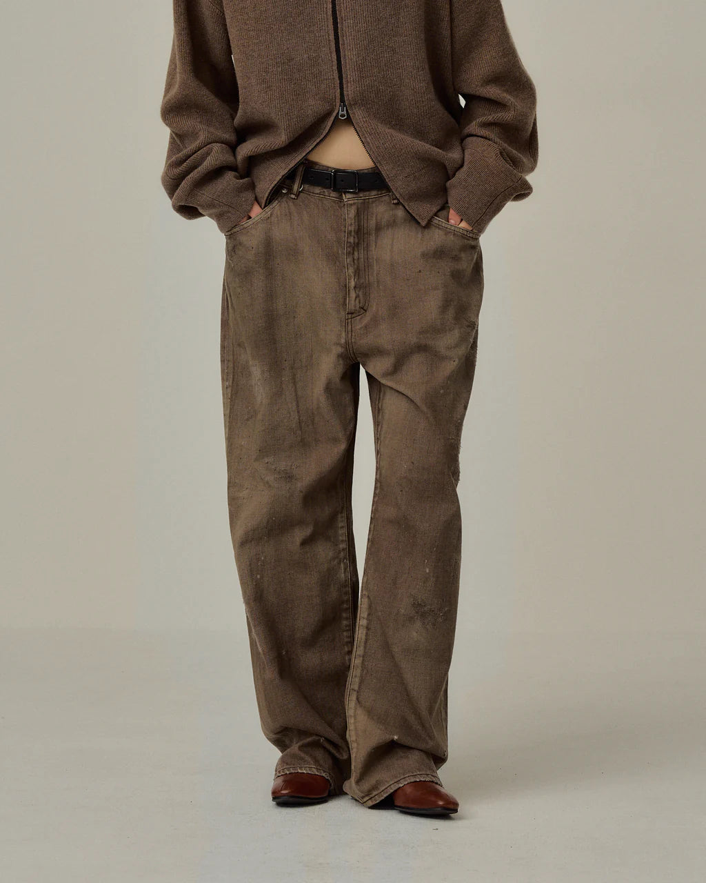 パンツ ANCELLM AGING WIDE DENIM 5P PANTS BROWN ANCELLM DENIM PANTS #02 AGING01 (BROWN) – unexpected store