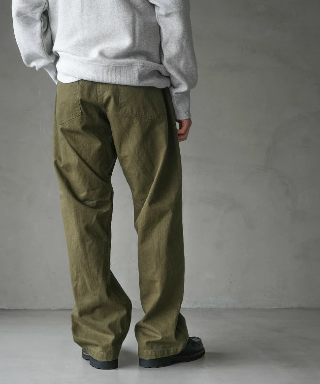 orSlow HERRINGBONE VINTAGE FIT FATIGUE PANTS Army Green