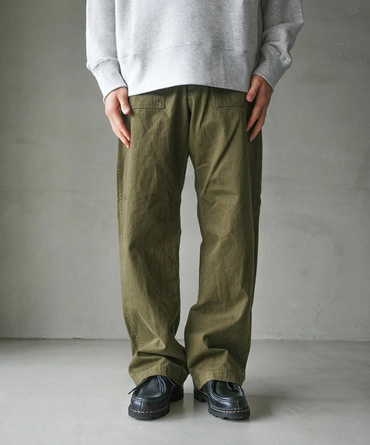 orSlow HERRINGBONE VINTAGE FIT FATIGUE PANTS Army Green