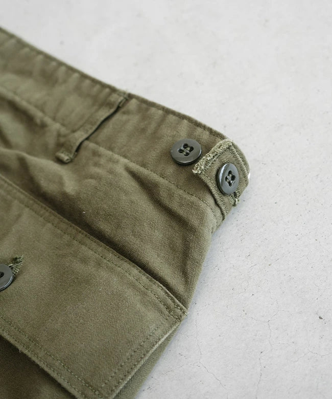 orSlow HERRINGBONE VINTAGE FIT FATIGUE PANTS Army Green