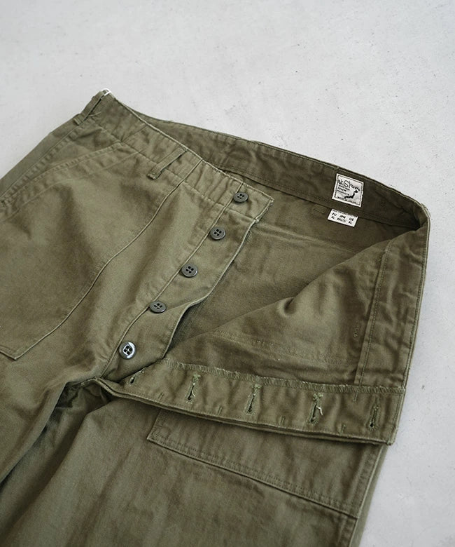 orSlow HERRINGBONE VINTAGE FIT FATIGUE PANTS Army Green