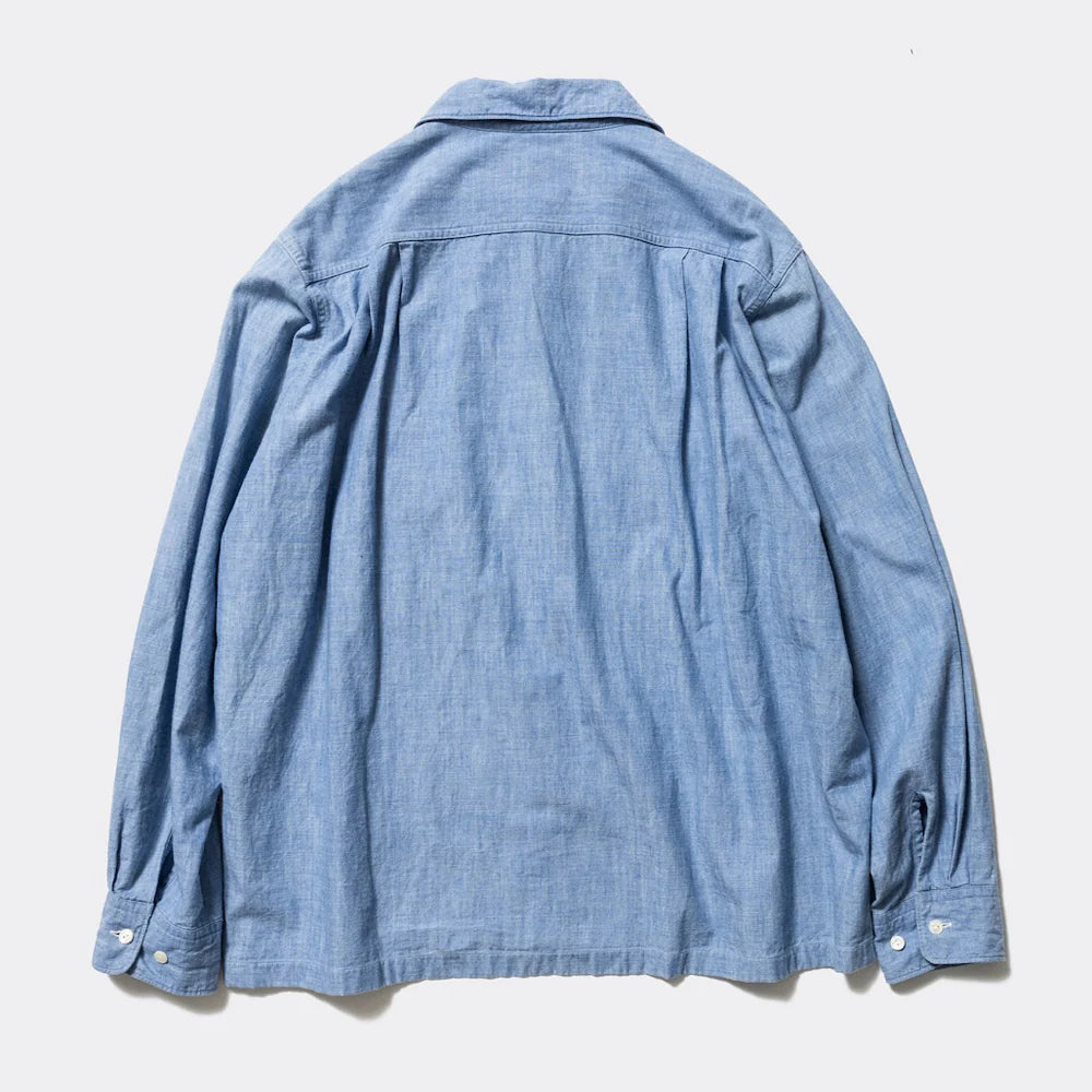 Unlikely Open Collar Work Chambray with Flower – unexpected store