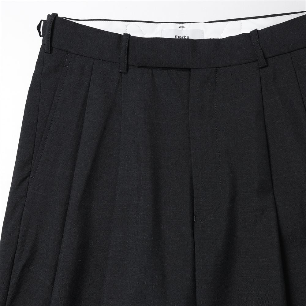 marka Two Tuck Baggy Trousers Wool Tropical Washer