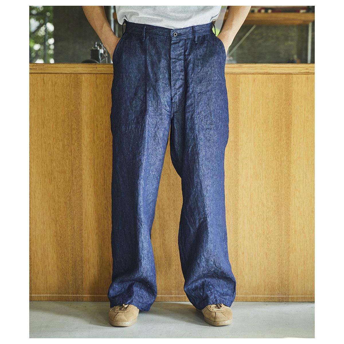 orSlow WWII 40'S U.S NAVY LINEN DENIM UTILITY TROUSERS