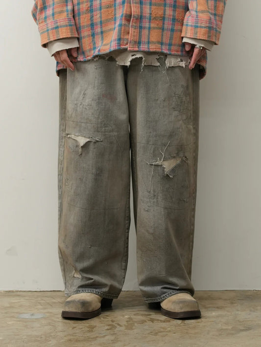 ANCELLM  DENIM PANTS #04 AGING01 (BLACK)