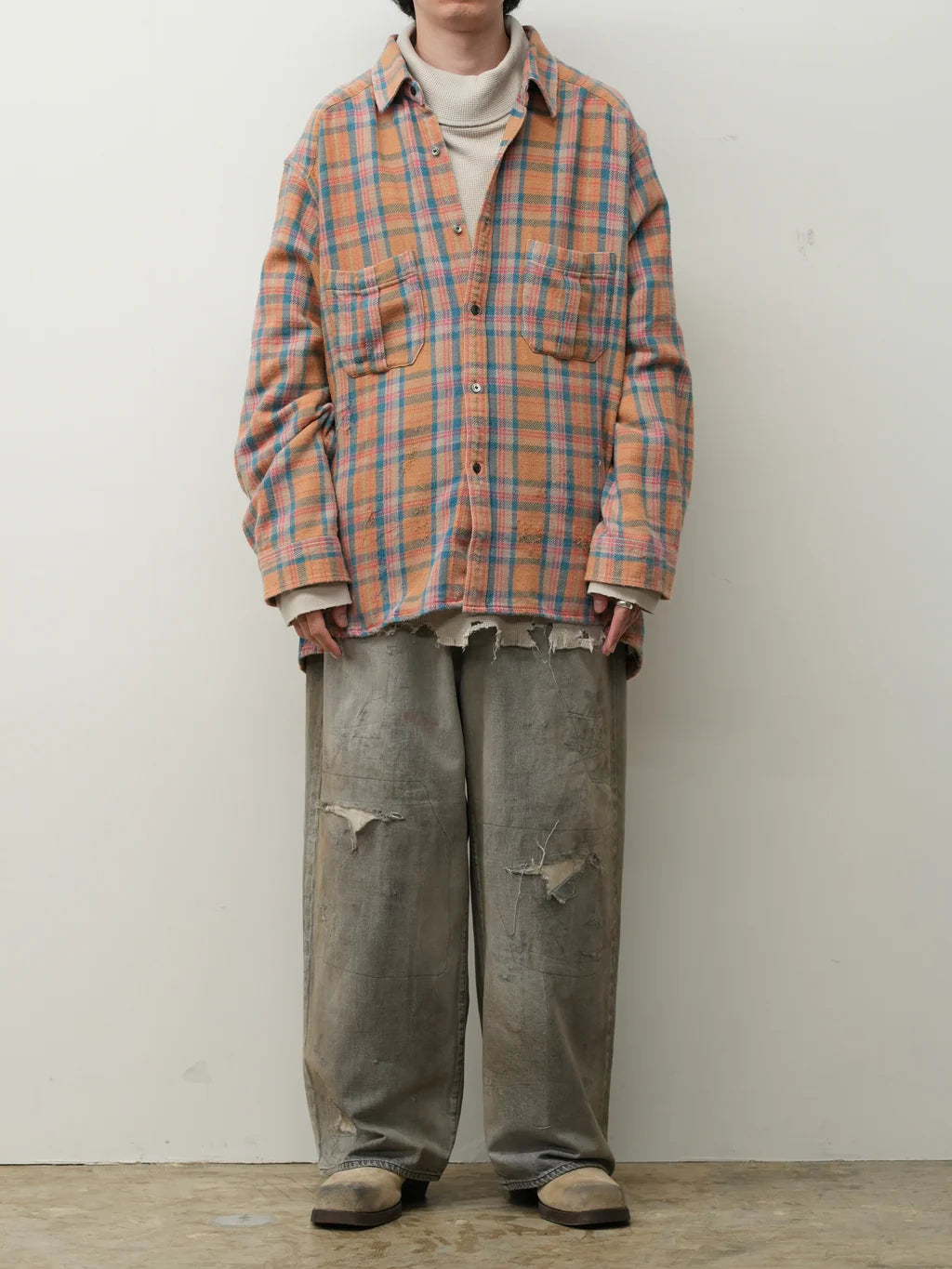ANCELLM  DENIM PANTS #04 AGING01 (BLACK)