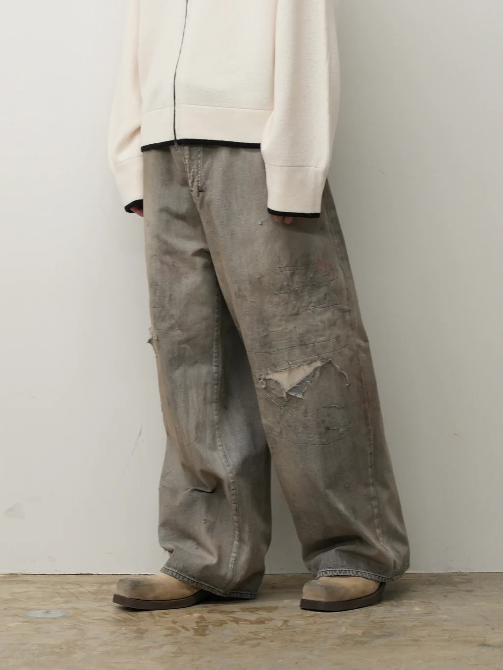 ANCELLM  DENIM PANTS #04 AGING01 (BLACK)