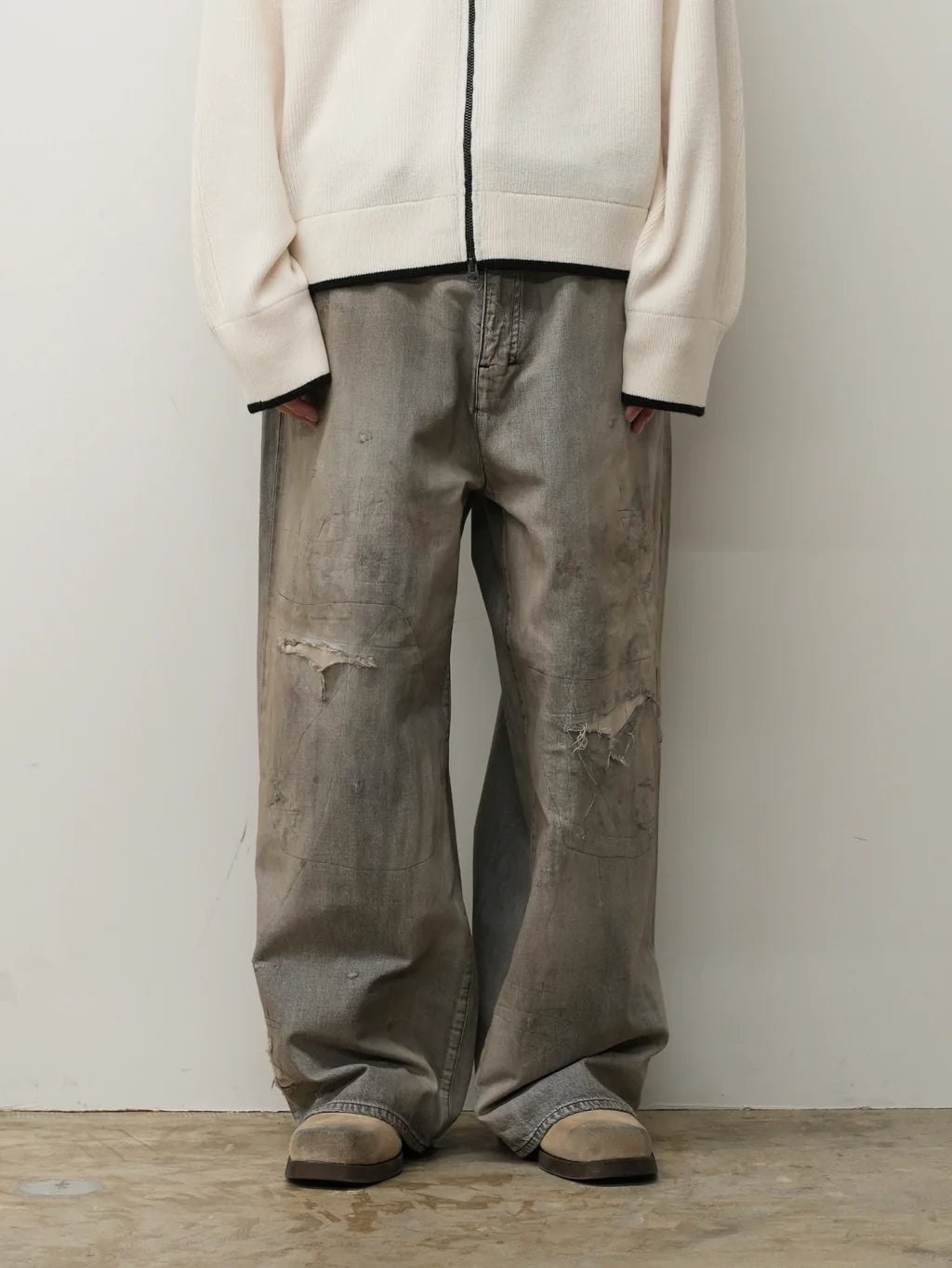 ANCELLM  DENIM PANTS #04 AGING01 (BLACK)