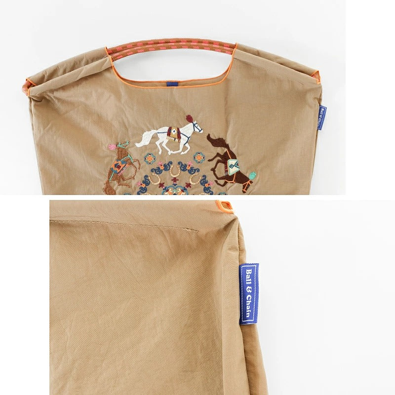 Ball & Chain Tote Bag HORSE RUN BLUE