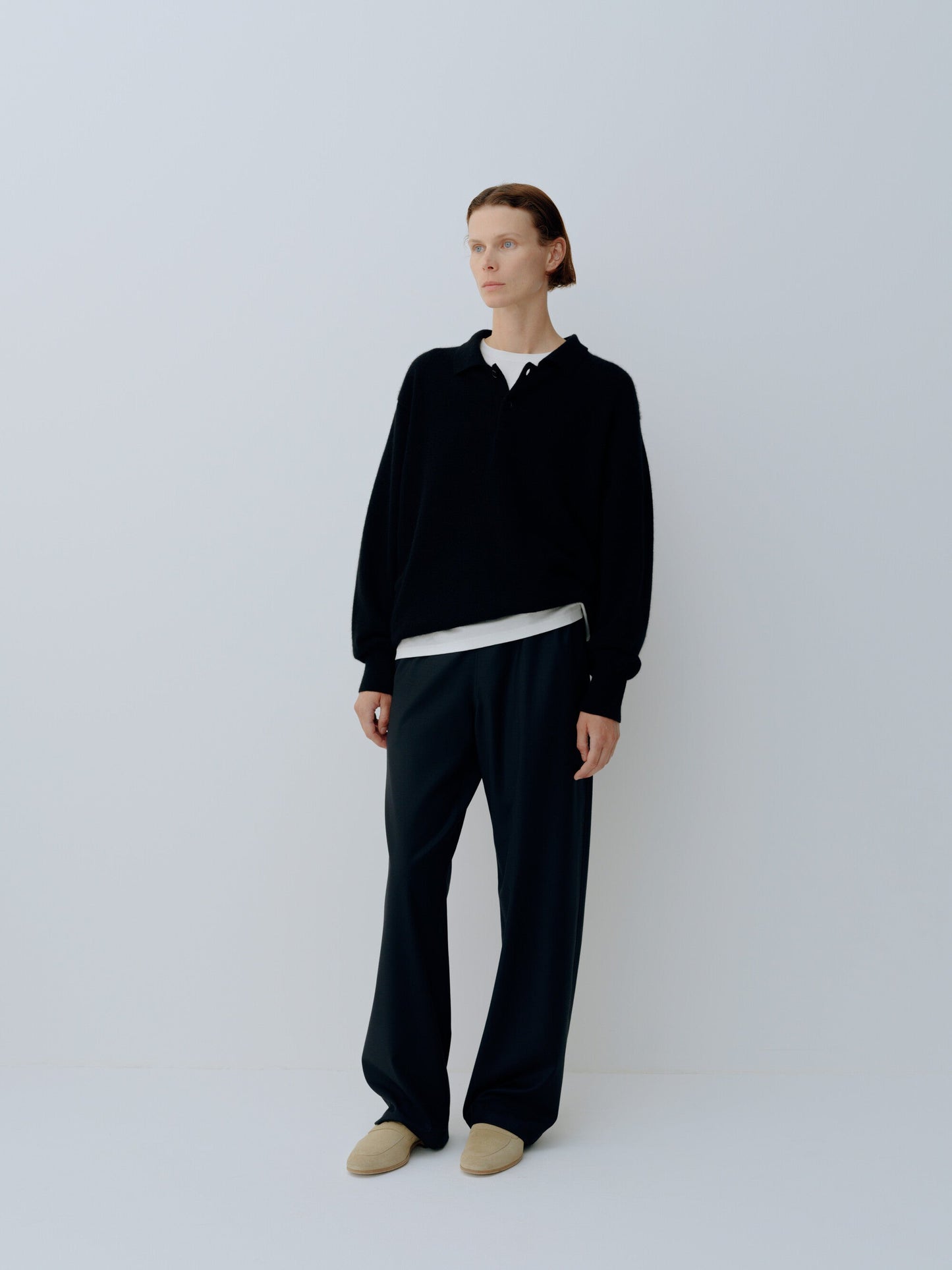 ssstein WOOL SILK DRAWSTRING EASY PANTS