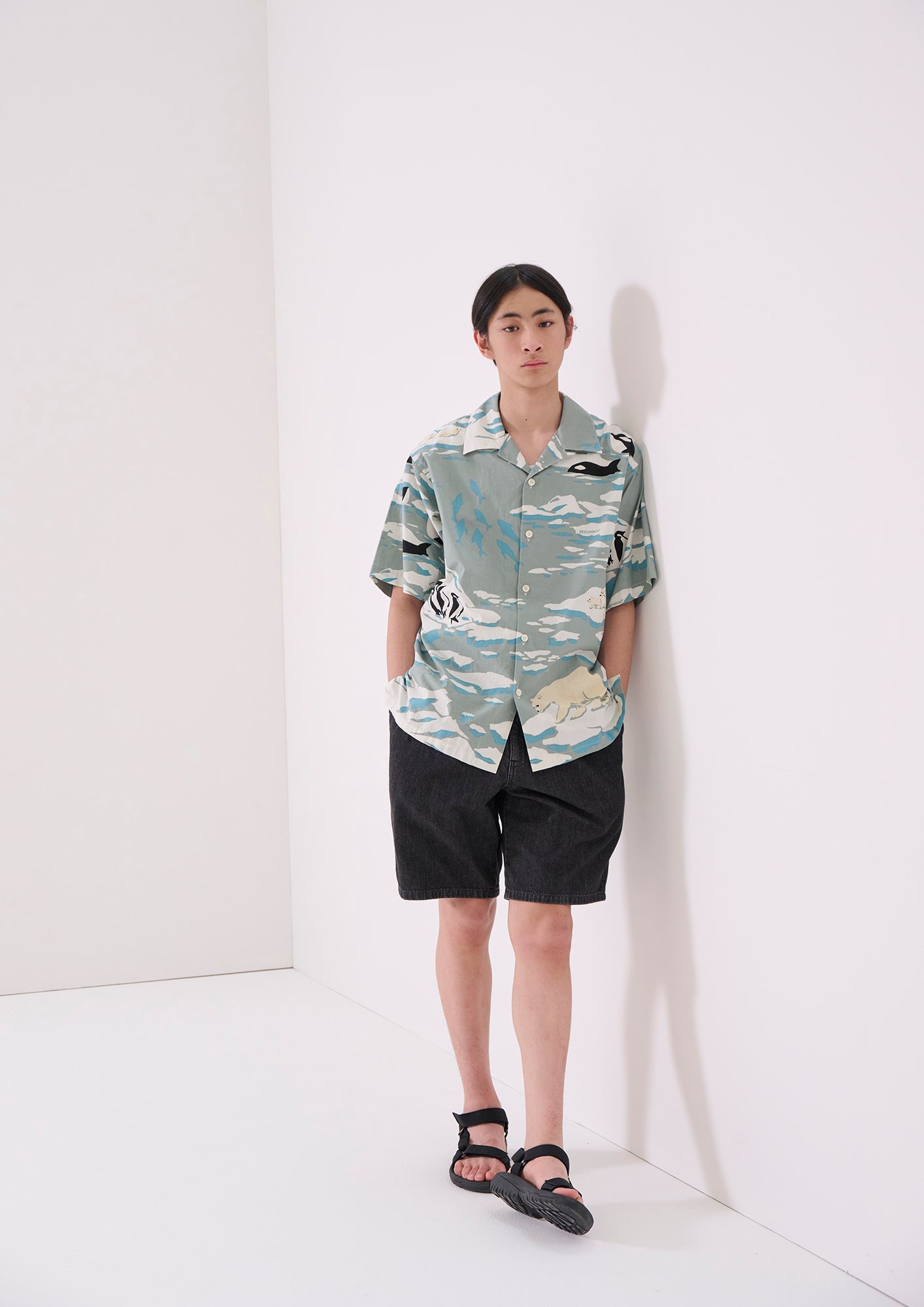 DESCENDANT EDGD OPEN COLLAR TEXTILE SS SHIRT