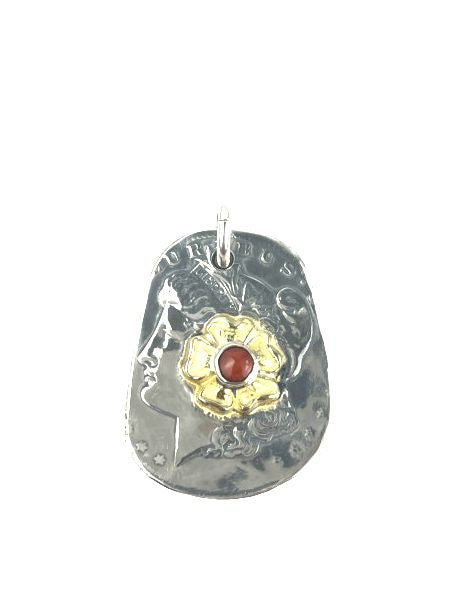 LARRY SMITH LIBERTY PENDANT -18K GOLD ROSE/CORAL