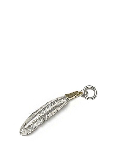 LARRY SMITH EAGLE HEAD FEATHER PENDANT No. 49 18K GOLD ACCENT