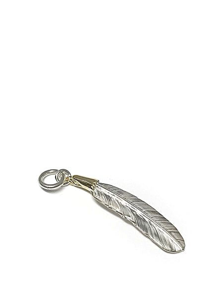 LARRY SMITH EAGLE HEAD FEATHER PENDANT No. 49 18K GOLD ACCENT