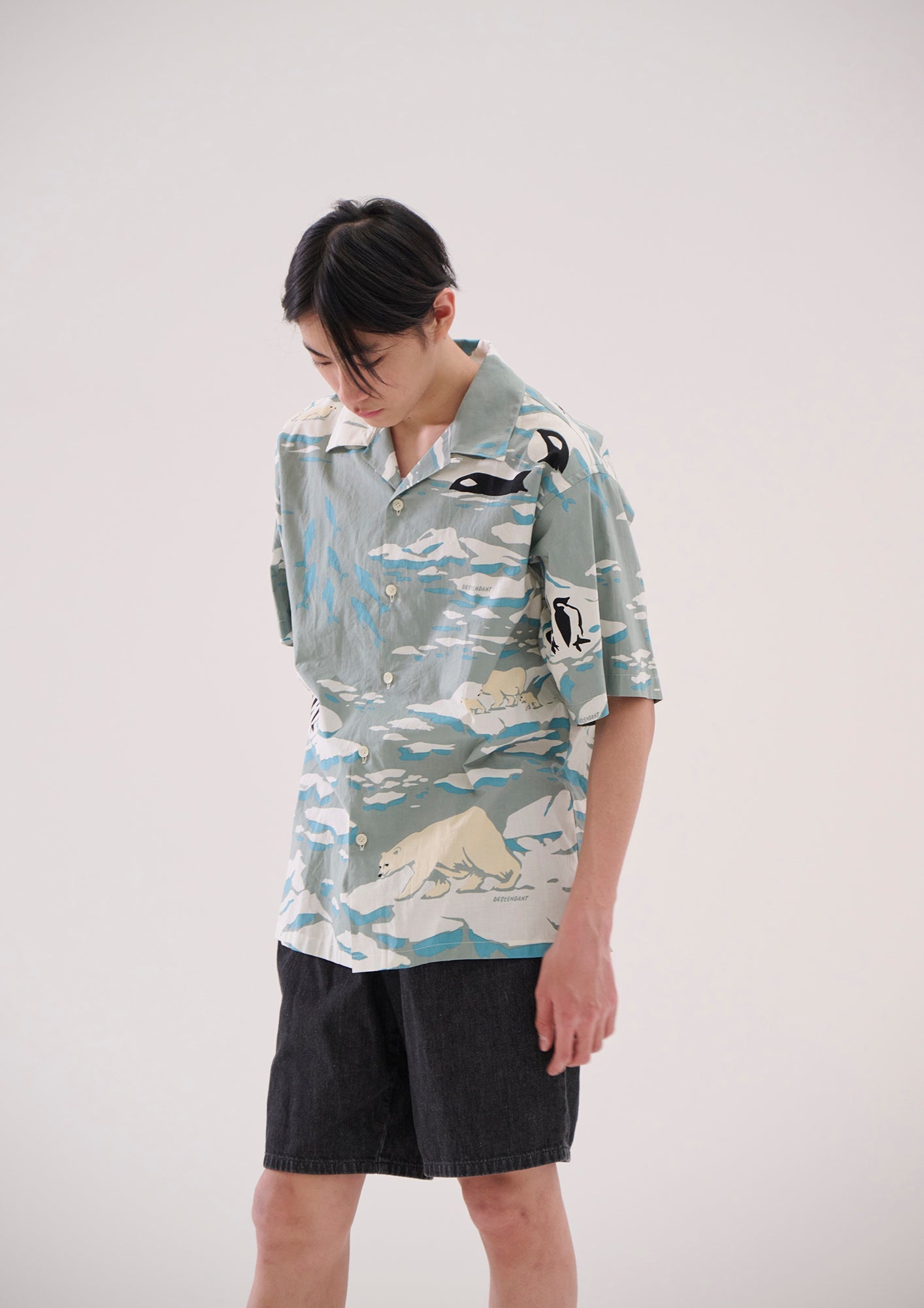 DESCENDANT EDGD OPEN COLLAR TEXTILE SS SHIRT