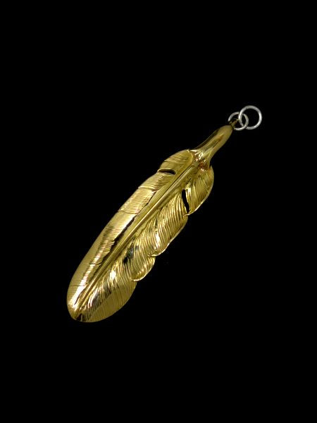 LARRY SMITH 18K GOLD EAGLE HEAD FEATHER PENDANT No. 43