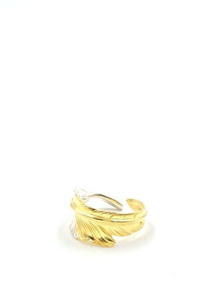 LARRY SMITH KAZEKIRI FEATHER RING -SILVER & 18K GOLD-