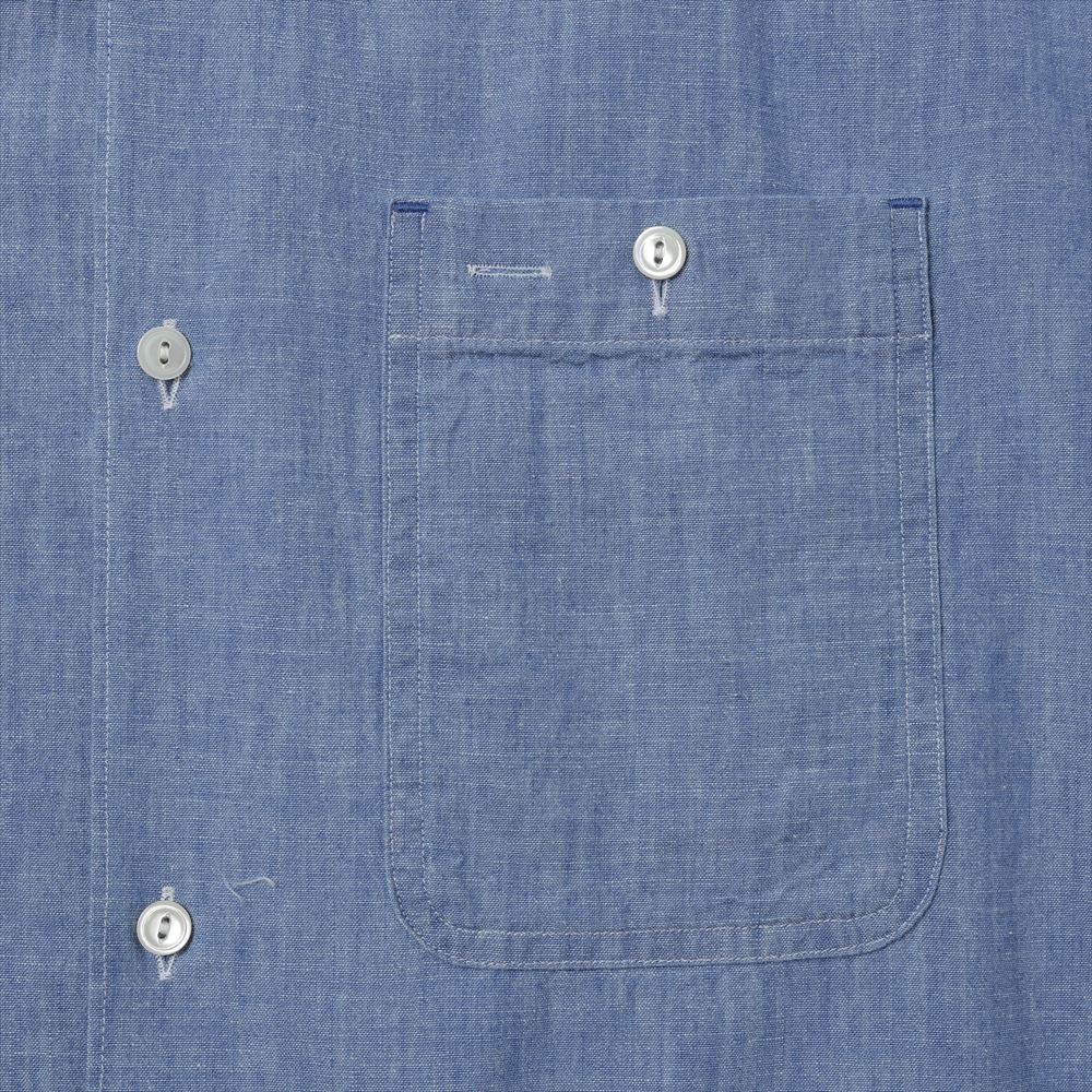 Unlikely Open Collar Work Chambray with Flower – unexpected store