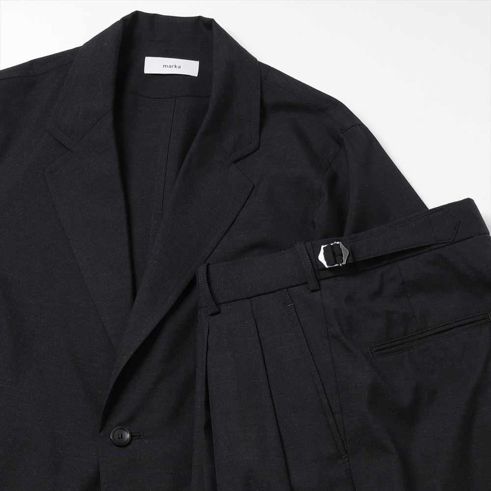 marka Two Tuck Baggy Trousers Wool Tropical Washer