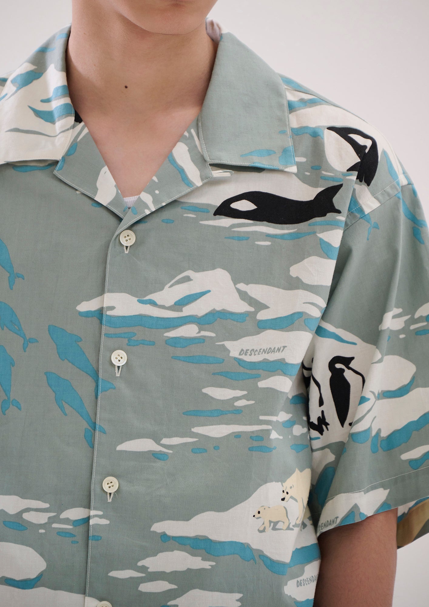 DESCENDANT EDGD OPEN COLLAR TEXTILE SS SHIRT
