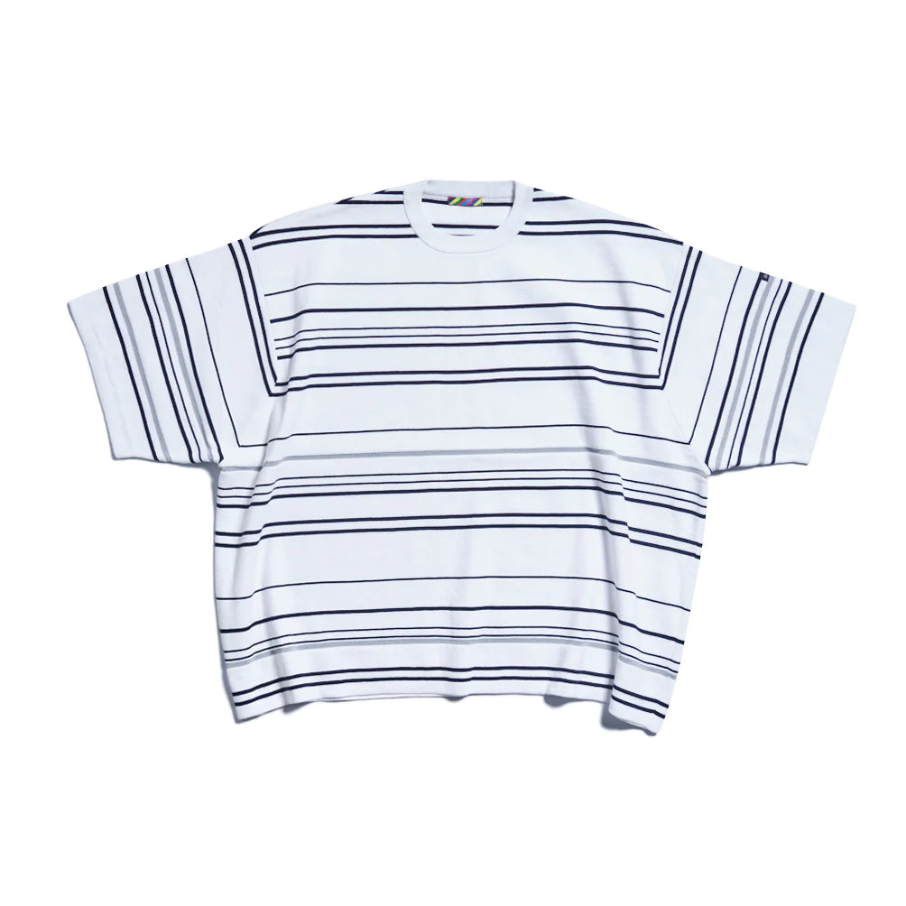 is-ness KNITTED FLASH BORDER T-SHIRT