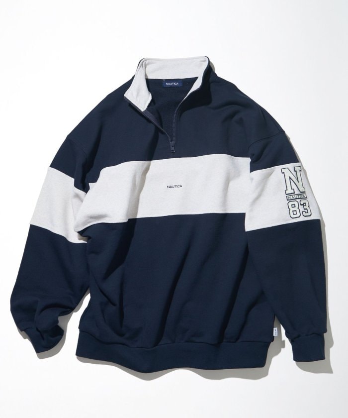 NAUTICA JAPAN Panel Border Cadet Collar Sweatshirt