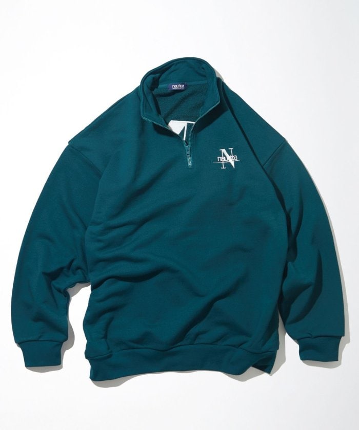 NAUTICA JAPAN Back Embroidery Logo Cadet Collar Sweatshirt