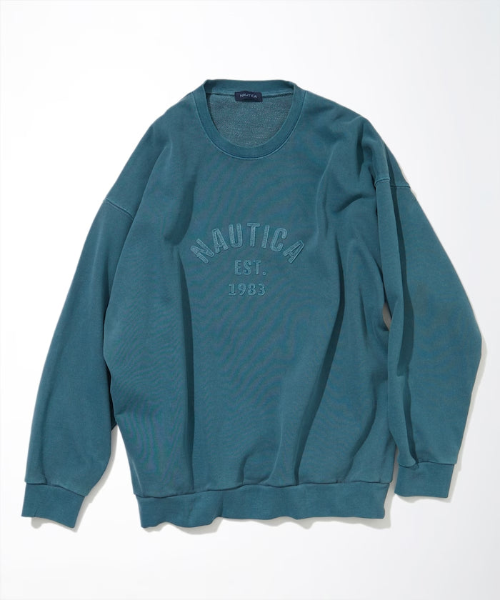 NAUTICA JAPAN Pigment Dyed Felt Patch Arch Logo Crewneck Sweatshirt –  unexpected store