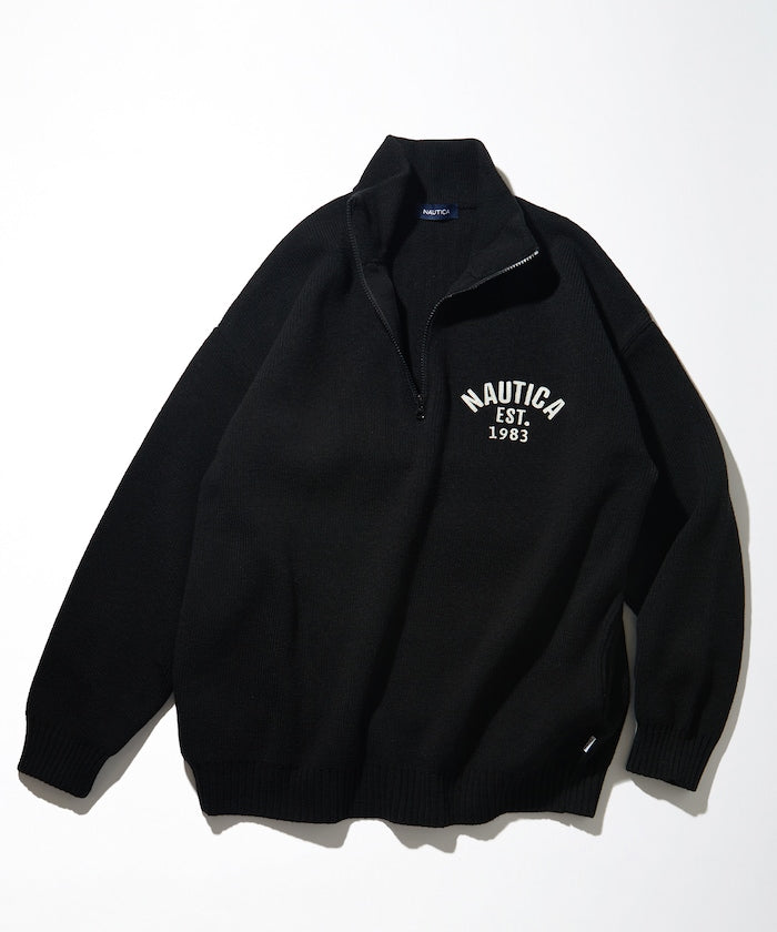 NAUTICA JAPAN Felt Patch Arch Logo Harfzip Sweater