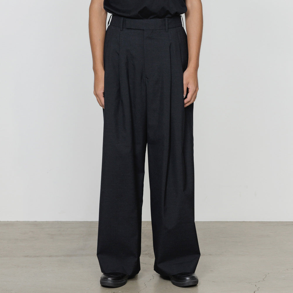 marka Two Tuck Baggy Trousers Wool Tropical Washer